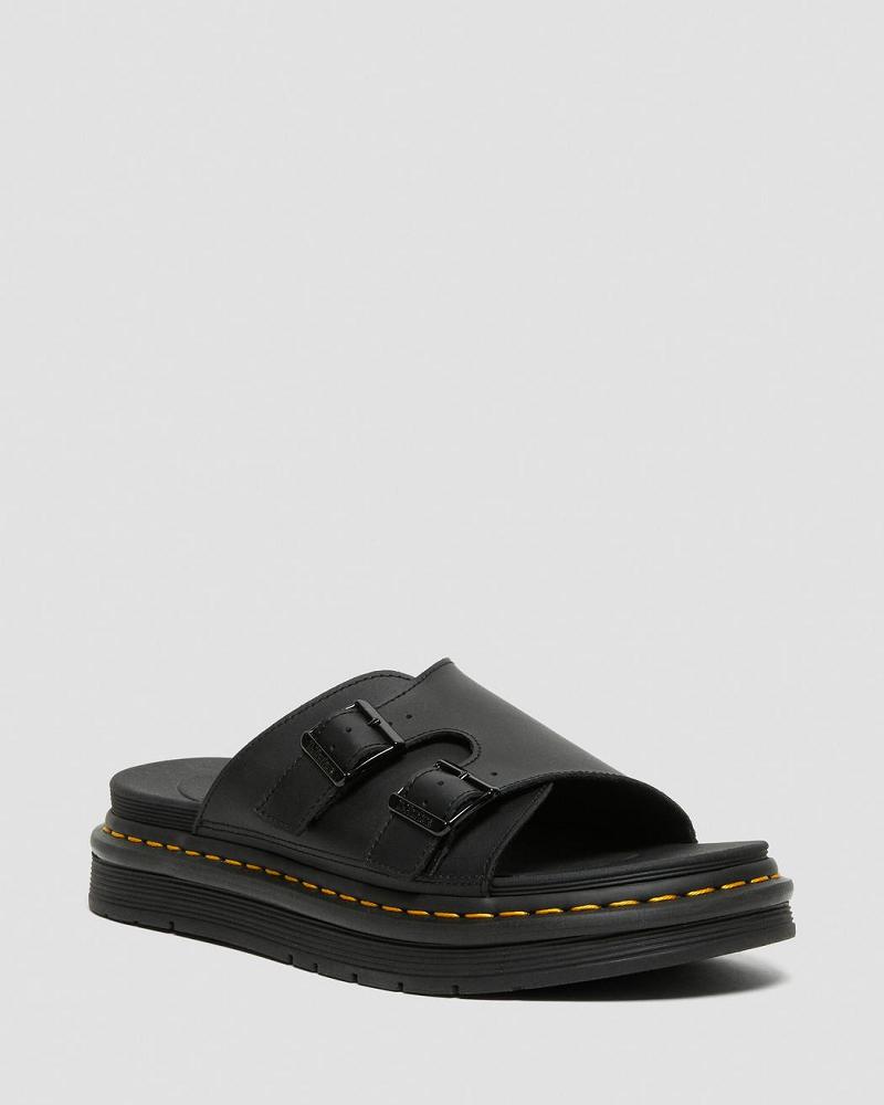 Black Men\'s Dr Martens Dax Men\'s Leather Sandals | CA 629ILH